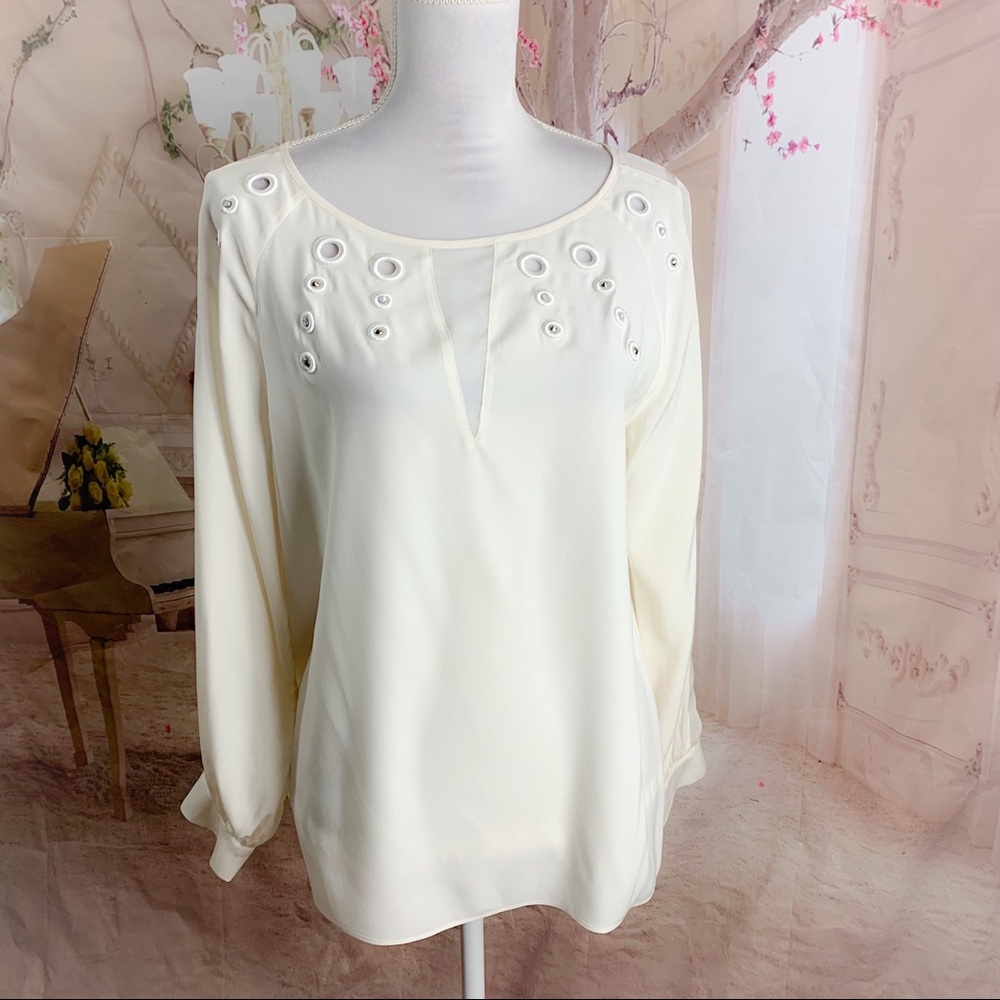 Ramy Brook Silk Eyelet Mesh Blouse